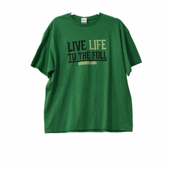Delta Men Green TShirt Graphic Live Life to the Full Casual Crew Short Sleeve XL - Picture 1 of 4
